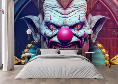 Midjourney abstract render of an evil clown Wall mural