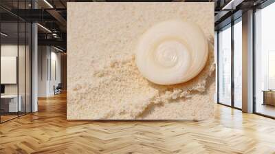 Operculum mit spiralförmigem Muster von Muscheln am Strand Wall mural