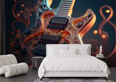 Digital illustration about guitar. Wall mural