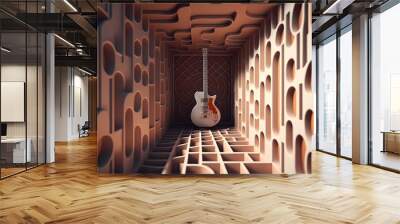 Digital illustration about guitar. Wall mural