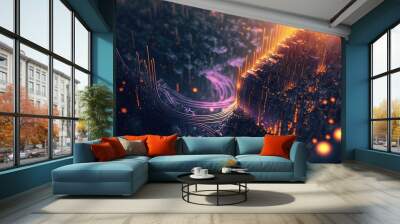 Illustration about futuristic city. Made by AI. Wall mural