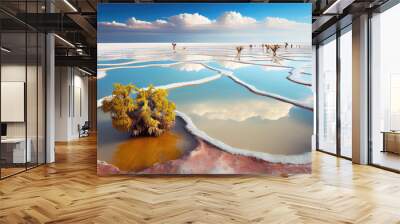 Bolivia landscape with beautiful salt lake. Generative AI Art. Beautiful view. Wall mural