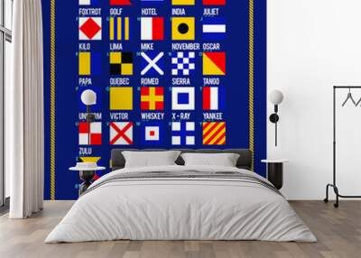 Nautical Alphabet, International Maritime Signal Flags. Vector drawing related to maritime.  Wall mural