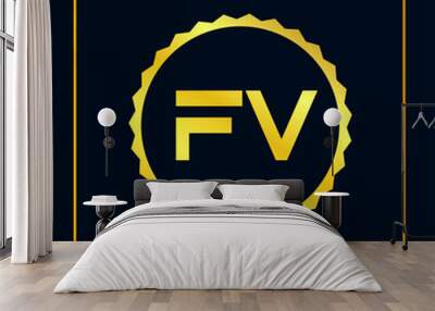 Initial FV Letter Logo Template Design Wall mural