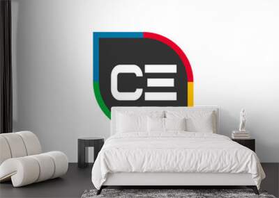 Initial Letter CE Logo Template Design Wall mural