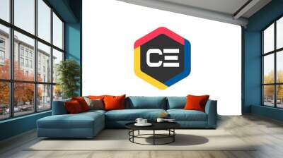 Initial Letter CE Logo Template Design Wall mural