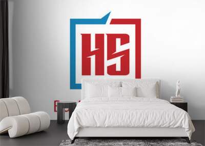 Initial Letter HS Logo Template Design Wall mural