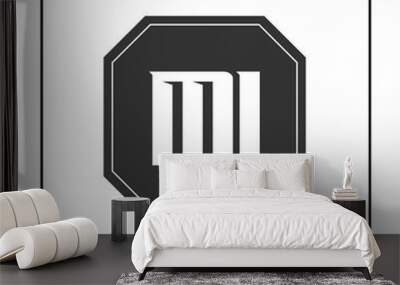 Initial Letter MI Logo Template Design Wall mural