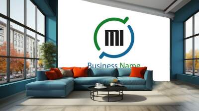 Initial Letter MI Logo Template Design Wall mural