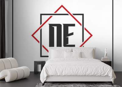 Initial Letter NE Logo Template Design Wall mural