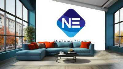 Initial Letter NE Logo Template Design Wall mural