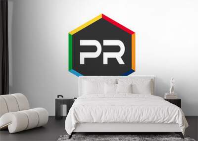 Initial Letter PR Logo Template Design Wall mural