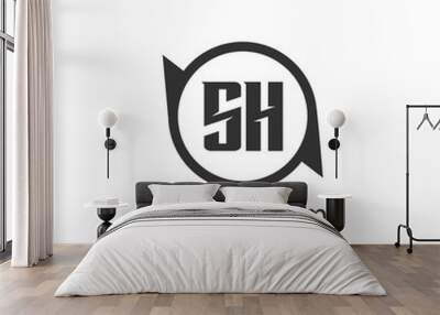 Initial Letter SH Logo Template Design Wall mural