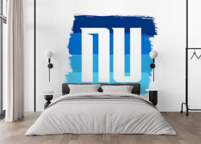 Initial NU Letter Logo Template Design Wall mural