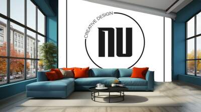 initial nu letter logo template design Wall mural