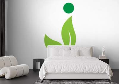 Letter I Leaf Logo Vector Design Wall mural