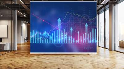 Investment finance chart,stock market business.  Digital financial chart indicators, stock market business and exchange financial growth graph. Wall mural