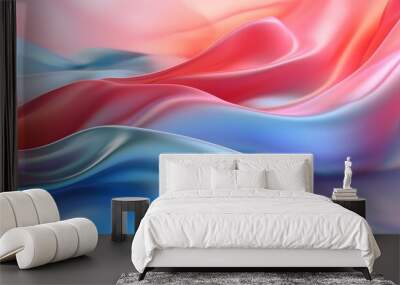 3D Abstract digital background wallpaper red and blue pastel Wall mural