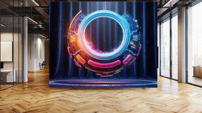 3D render of a vibrant Creative digital tech circle  Wall mural