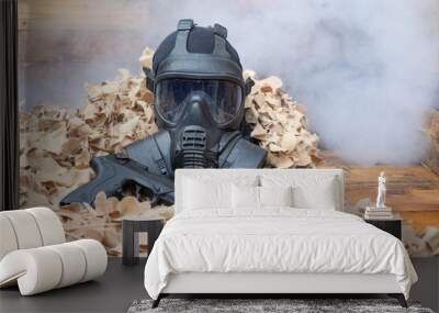 Black gas mask Wall mural