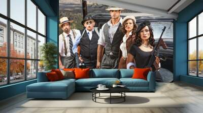 Criminal Gangsters with Weapons Wall mural