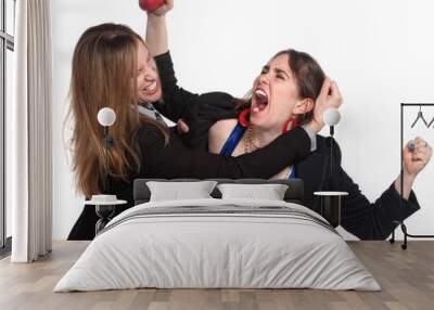 female workers fighting Wall mural