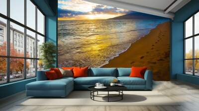 Kihei Sunset and Beach Footprints Wall mural