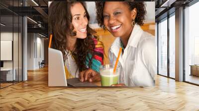 women on a laptop Wall mural