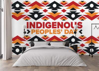 Indigenous Peoples' Day. Native American Day. American Indian culture. Heritage Month. Celebrate annual in United States. Tradition pattern. Poster, card, banner and background. Vector illustration Wall mural