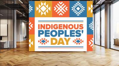 Indigenous Peoples' Day. Native American Day. American Indian culture. Heritage Month. Celebrate annual in United States. Tradition pattern. Poster, card, banner and background. Vector illustration Wall mural