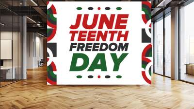 Juneteenth Independence Day. Freedom or Emancipation day. Annual american holiday, celebrated in June 19. African-American history and heritage. Poster, greeting card, banner and background. Vector Wall mural