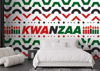 Kwanzaa Happy Celebration. African and African-American culture holiday. Seven days festival, celebrate annual from December 26 to January 1. Black history. Poster, card, banner and background. Vector Wall mural