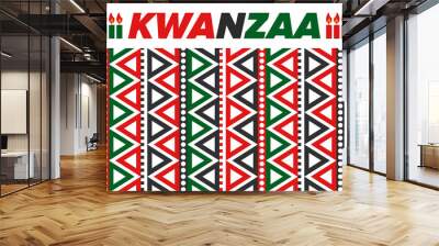 Kwanzaa Happy Celebration. African and African-American culture holiday. Seven days festival, celebrate annual from December 26 to January 1. Black history. Poster, card, banner and background. Vector Wall mural