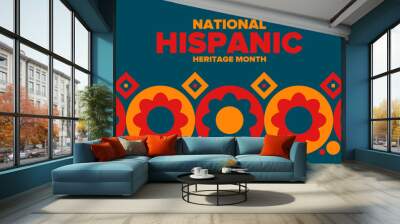 National Hispanic Heritage Month in September and October. Hispanic and Latino Americans culture. Celebrate annual in United States. Poster, card, banner and background. Vector illustration Wall mural