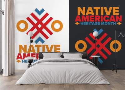 Native American Heritage Month in November. American Indian culture. Celebrate annual in United States. Tradition pattern. Poster, card, banner and background. Vector ornament, illustration Wall mural