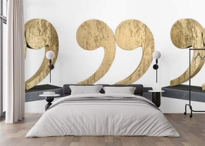 Brass grunge sculpture in form of comma. Home decor and accents. Home decorative accessories. Isolated interior object. 3d rendering Wall mural