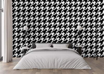 black white houndstooth background pattern Wall mural