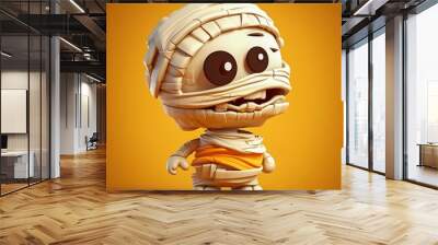 Cute and Funny Cartoon Mummy Character Isolated on White Background. Generative ai Wall mural