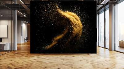 Gold dust glitter isolated on black background  Wall mural