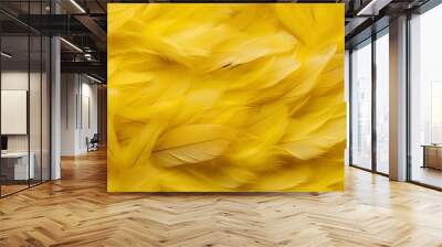 Vibrant Yellow Bird Feathers Texture. Generative ai Wall mural