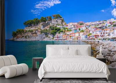 Parga, Greece. Waterfront of the Resort town on the Ionian coast. Wall mural