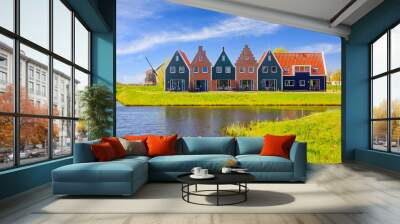 Volendam, Netherlands. Colored houses of marine park in Volendam. North Holland. Wall mural