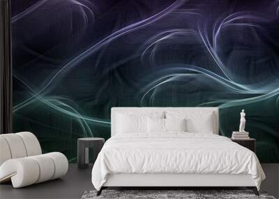 Energetic Abstract Split Flowing Cyan & Blue Lines Background Wall mural