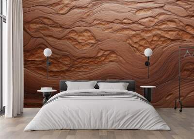 Wavy old wooden brown background. Vintage premium wood texture, closeup view. Antique brown wall surface Wall mural