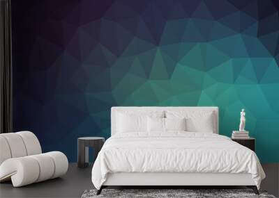 Blue Black Gradient abstract polygon background Wall mural