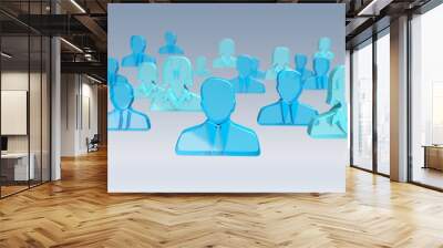 3D rendering group of icon blue people Wall mural