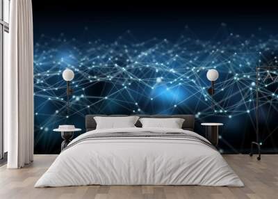 Abstract connection blue background network 3D rendering Wall mural