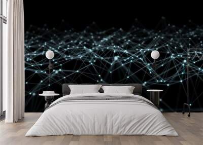 Abstract connection blue background network 3D rendering Wall mural