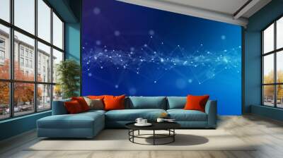 Abstract digital network connection blue background 3D rendering Wall mural