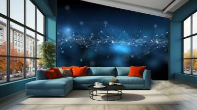 Abstract digital network connection blue background 3D rendering Wall mural